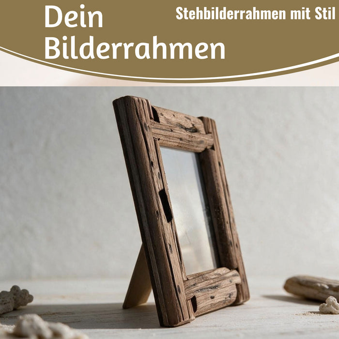 KI-generiertes Bild,Vintage Holz Bilderrahmen 10x15cm Dehli Aufsteller Fotorahmen