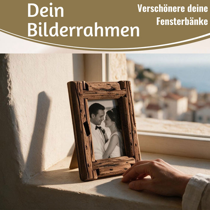 KI-generiertes Bild,Vintage Holz Bilderrahmen 10x15cm Dehli Aufsteller Fotorahmen
