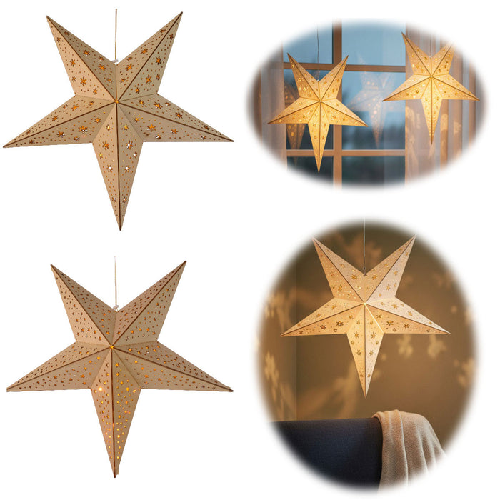 KI-generiertes Bild 3D Holzstern Ø 40cm Braun 10 LED Beleuchtet Weihnachtsstern Faltstern