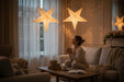 KI-generiertes Bild,3D Holzstern Ø 40cm Braun 10 LED Beleuchtet Weihnachtsstern Faltstern