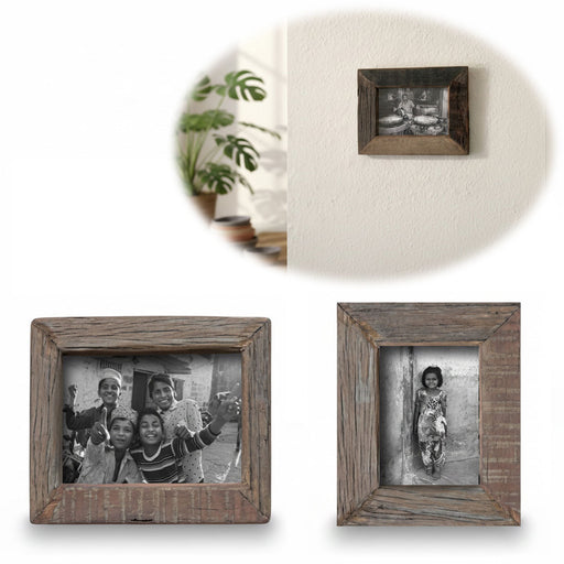 KI-generiertes Bild Vintage Holz Wand Bilderrahmen Braun 10x15cm Recycelt Streetwood Retro Fotorahmen