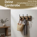 KI-generiertes Bild,Vintage Teak Holz Wandgarderobe 38cm 3/6 Haken Jackenhalter Braun Garderobenleiste