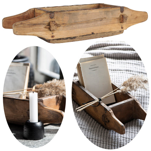 KI-generiertes Bild B-Ware Holz Ziegelform Unika 45x15x9cm 4 Griffe Aufbewahrung-Box Deko-Kiste