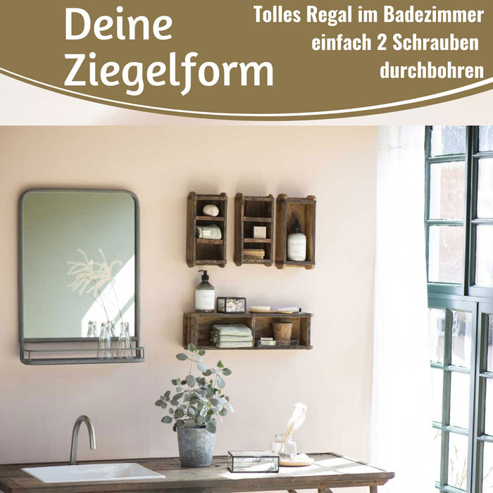 KI-generiertes Bild,Holz Ziegelform Unika 31x15cm Herz Braun alte Backsteinform Cutlery Deko