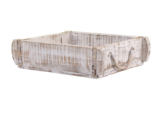 KI-generiertes Bild,Holz Ziegelform Unika 30x26x8cm Weiß Schublade alte Backsteinform Cutlery Deko