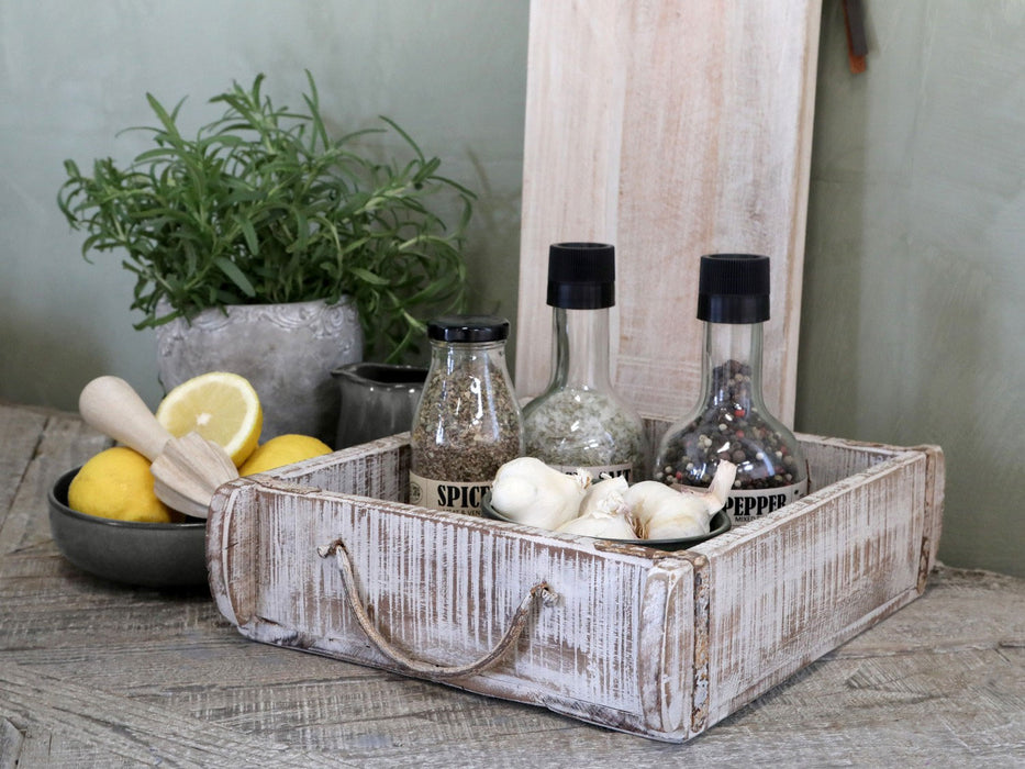 KI-generiertes Bild,Holz Ziegelform Unika 30x26x8cm Weiß Schublade alte Backsteinform Cutlery Deko