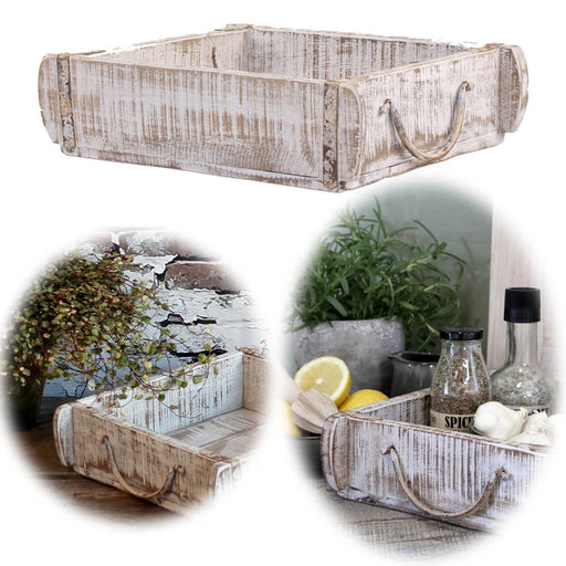 KI-generiertes Bild Holz Ziegelform Unika 30x26x8cm Weiß Schublade alte Backsteinform Cutlery Deko