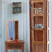 KI-generiertes Bild,Vintage Holz Wandregal 31x25cm Braun Ziegelform Küchenregal Wandboard