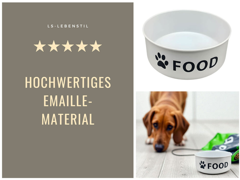 KI-generiertes Bild,Vintage Fressnapf Hundenapf Emaille Weiß XL 19x7cm 1600ml Retro Napf Wassernapf