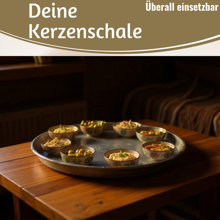 KI-generiertes Bild,XL Metall Deko Tablett Serviertablett Dehli 42cm Rund Kerzenteller Kerzentablett