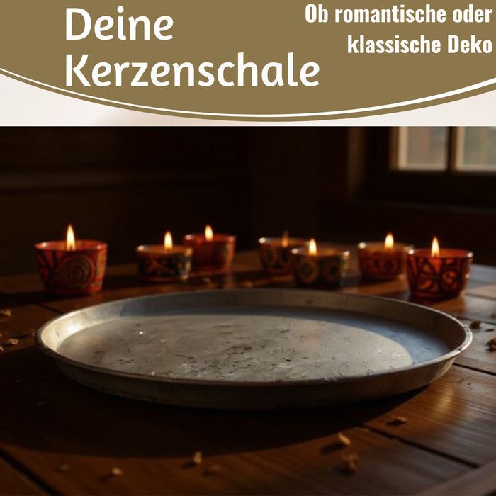 KI-generiertes Bild,XL Metall Deko Tablett Serviertablett Dehli 42cm Rund Kerzenteller Kerzentablett
