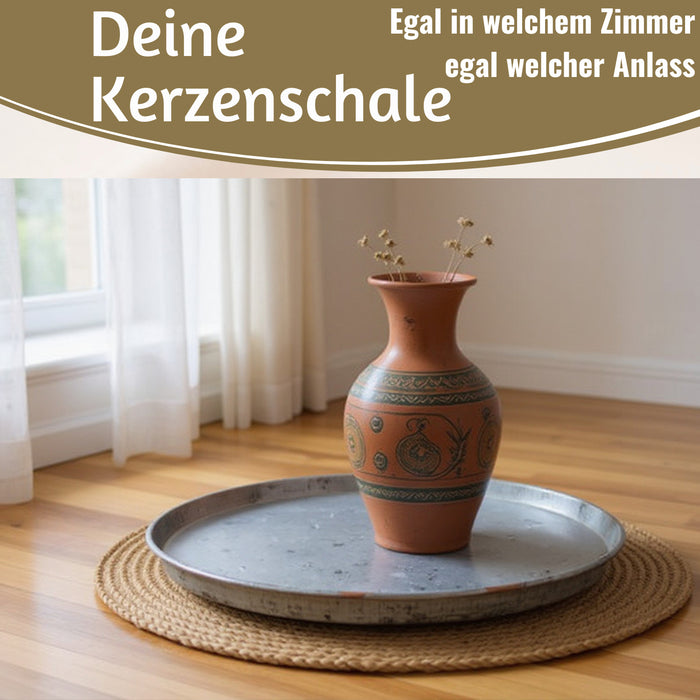 KI-generiertes Bild,XL Metall Deko Tablett Serviertablett Dehli 42cm Rund Kerzenteller Kerzentablett