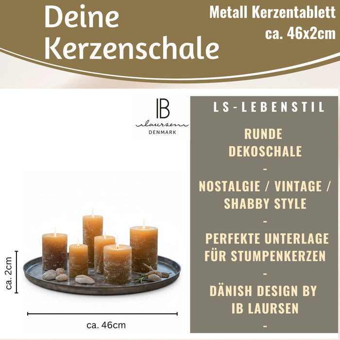 KI-generiertes Bild,XL Metall Deko Tablett Serviertablett Dehli 46cm Rund Kerzenteller Kerzentablett