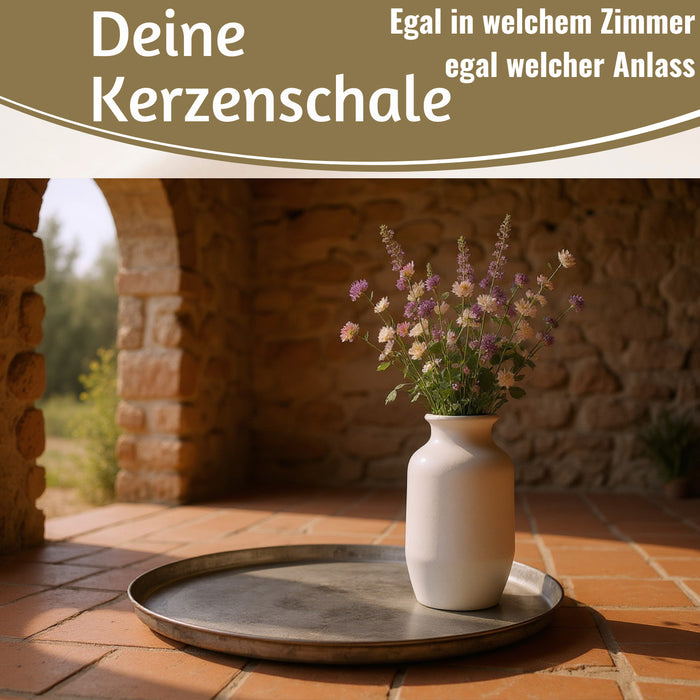 KI-generiertes Bild,XL Metall Deko Tablett Serviertablett Dehli 46cm Rund Kerzenteller Kerzentablett