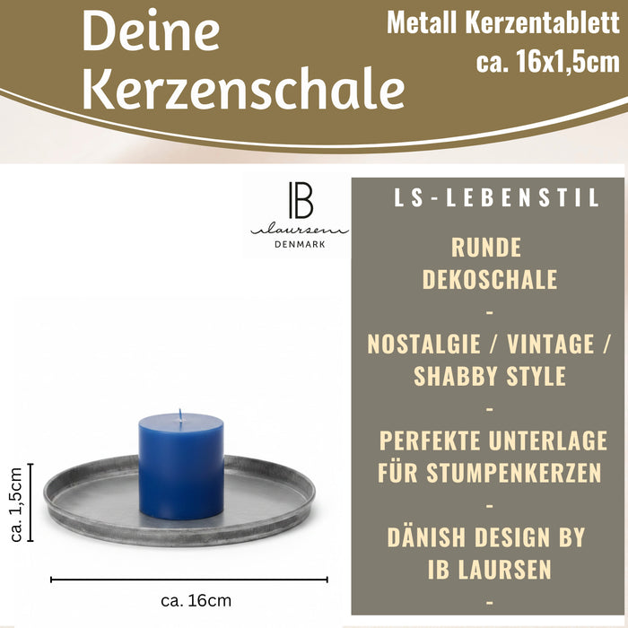 KI-generiertes Bild,Metall Deko Kerzenteller 16cm Rund Silber Kerzentablett Kerzenschale Schale