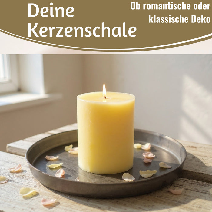 KI-generiertes Bild,Metall Deko Kerzenteller 16cm Rund Silber Kerzentablett Kerzenschale Schale