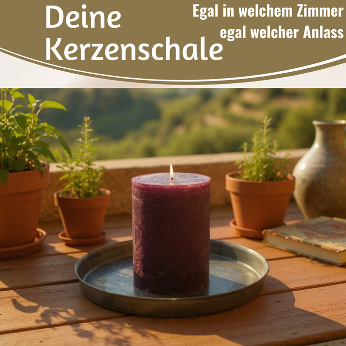 KI-generiertes Bild,Metall Deko Kerzenteller 16cm Rund Silber Kerzentablett Kerzenschale Schale