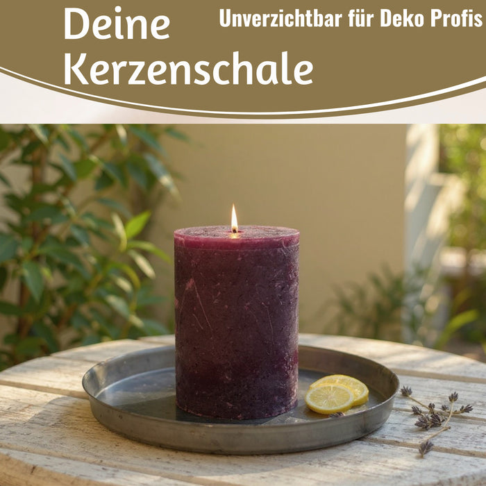 KI-generiertes Bild,Metall Deko Kerzenteller 16cm Rund Silber Kerzentablett Kerzenschale Schale