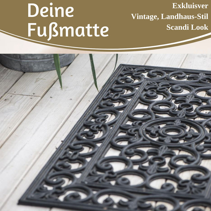 KI-generiertes Bild,Türmatte Fußmatte Gummi Filigran 75x45cm Schwarz Fußabtreter Türvorleger