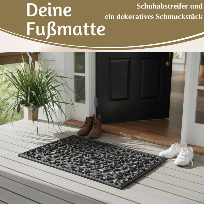 KI-generiertes Bild,Türmatte Fußmatte Gummi Filigran 75x45cm Schwarz Fußabtreter Türvorleger