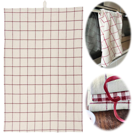 KI-generiertes Bild Vintage Geschirrtuch 50x70cm Karo Beige Rot 100% Baumwolle Geschirr Handtuch