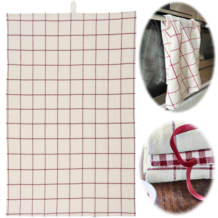 KI-generiertes Bild Vintage Geschirrtuch 50x70cm Karo Beige Rot 100% Baumwolle Geschirr Handtuch