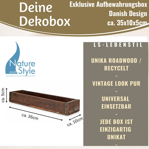 KI-generiertes Bild,Ib Laursen Vintage Holz Aufbewahrungsbox 35x10x5cm Unika Braun Deko-Kiste