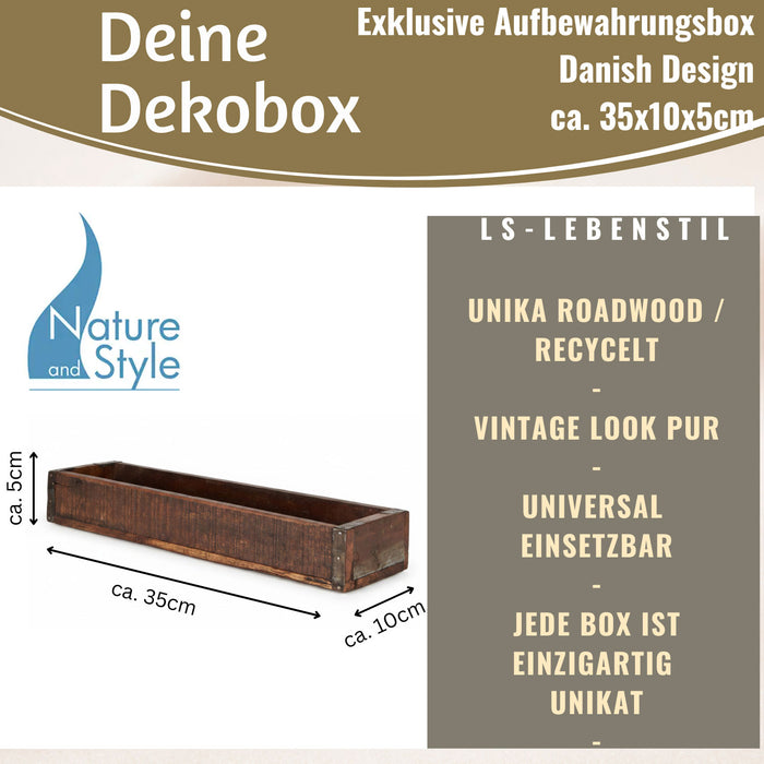 KI-generiertes Bild,Ib Laursen Vintage Holz Aufbewahrungsbox 35x10x5cm Unika Braun Deko-Kiste