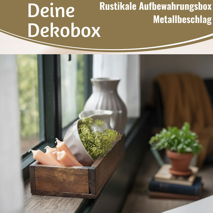KI-generiertes Bild,Ib Laursen Vintage Holz Aufbewahrungsbox 43x13x6cm Unika Braun Deko-Kiste