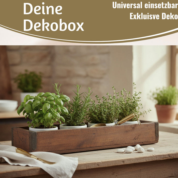 KI-generiertes Bild,Ib Laursen Vintage Holz Aufbewahrungsbox 43x13x6cm Unika Braun Deko-Kiste