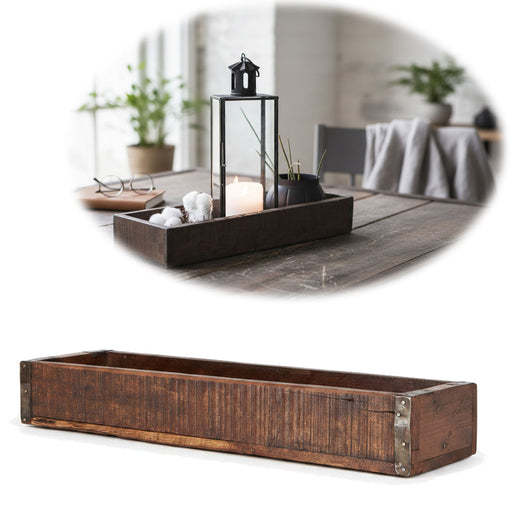 KI-generiertes Bild Vintage Holz Aufbewahrungsbox 43x13x6cm Recycelt Unika Braun Dekokiste