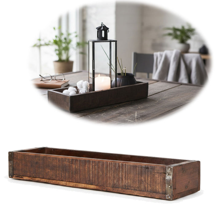 KI-generiertes Bild Vintage Holz Aufbewahrungsbox 43x13x6cm Recycelt Unika Braun Dekokiste