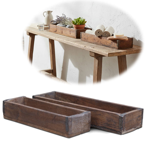 KI-generiertes Bild Vintage Holz Aufbewahrungsbox 2´er Set Recycelt Unika Braun Dekokiste