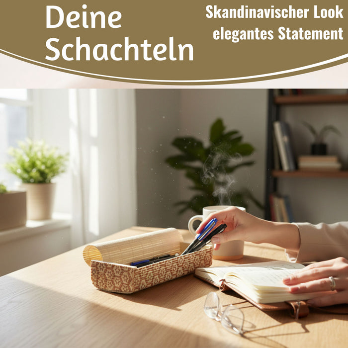 KI-generiertes Bild,Vintage Holz Schachtel 3´er Set Bambus mit Deckel Geschenkbox Aufbewahrungsbox