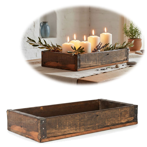 KI-generiertes Bild Vintage Holz Serviertablett Unika 43x26cm Braun Deko Kerzentablett Ib Laursen