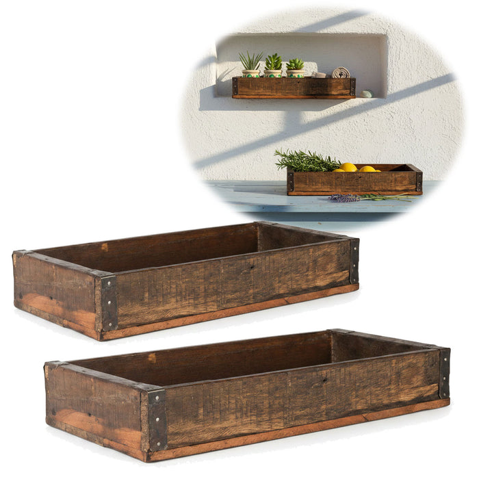 KI-generiertes Bild Vintage Holz Serviertablett Unika Set 2-fach Braun Deko Kerzentablett Ib Laursen