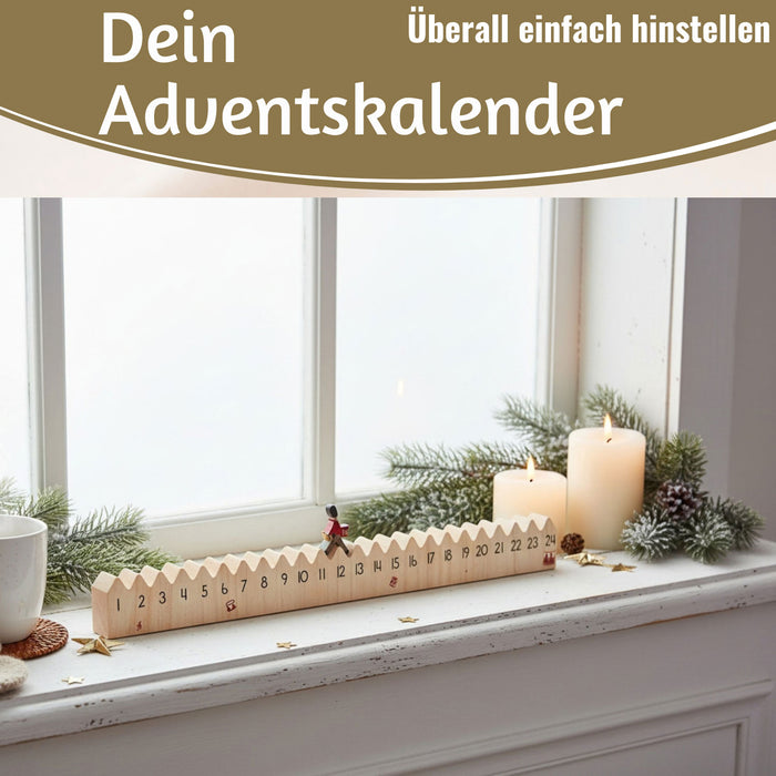 KI-generiertes Bild,Vintage Holz Adventskalender gehender Gardist 50cm Countdown Xmas Deko