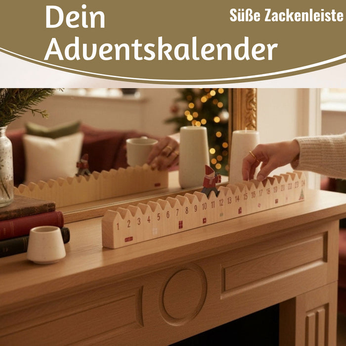 KI-generiertes Bild,Vintage Holz Adventskalender hüpfende Wichtelmann 50cm Countdown Xmas Deko