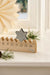 KI-generiertes Bild,Vintage Holz Adventskalender gehender Stern Silber glänzend 50cm Countdown Xmas Deko