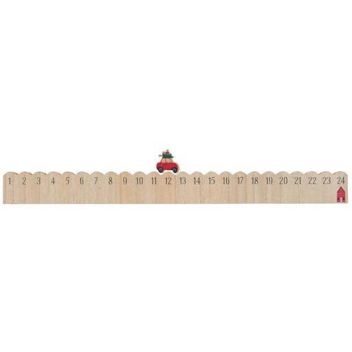 KI-generiertes Bild,Vintage Holz Adventskalender fahrendes Weihnachtsauto 50cm Countdown Xmas Deko