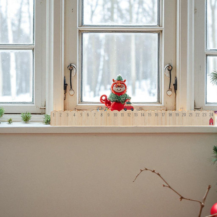 KI-generiertes Bild,Vintage Holz Adventskalender fahrendes Weihnachtsauto 50cm Countdown Xmas Deko