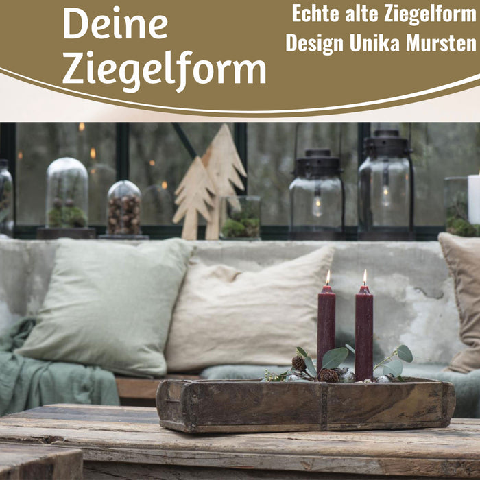 KI-generiertes Bild,IB Laursen Holz Ziegelform 57x15x10cm Unika Braun 2-fach alte Backsteinform Cutlery