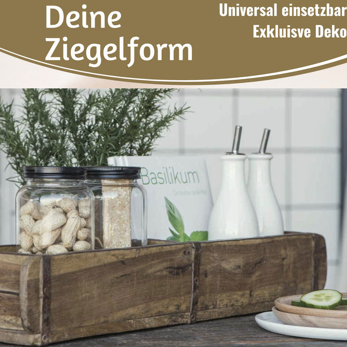 KI-generiertes Bild,IB Laursen Holz Ziegelform 57x15x10cm Unika Braun 2-fach alte Backsteinform Cutlery