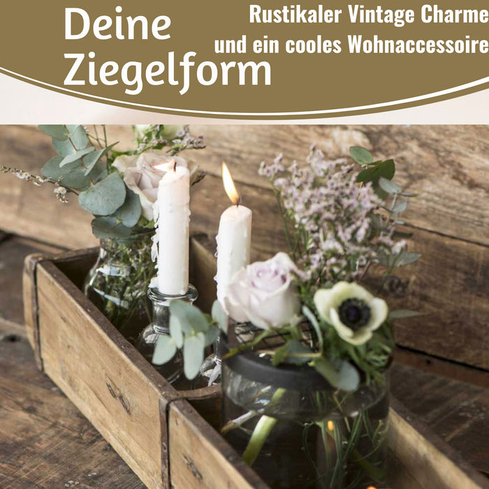 KI-generiertes Bild,IB Laursen Holz Ziegelform 57x15x10cm Unika Braun 2-fach alte Backsteinform Cutlery