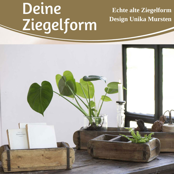 KI-generiertes Bild,IB Laursen Holz Ziegelform Unika 31x15cm Braun alte Backsteinform Cutlery Deko