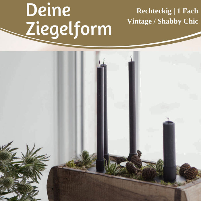 KI-generiertes Bild,IB Laursen Holz Ziegelform Unika 31x15cm Braun alte Backsteinform Cutlery Deko
