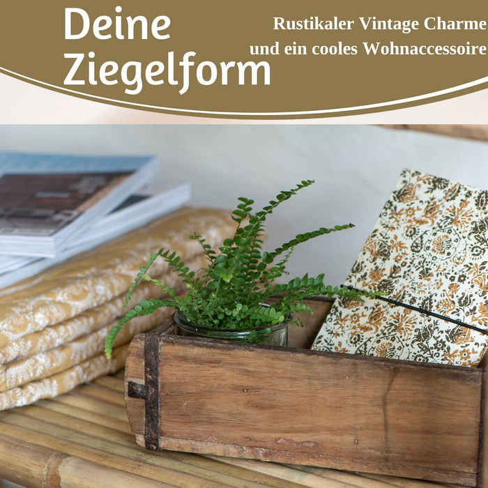 KI-generiertes Bild,IB Laursen Holz Ziegelform Unika 31x15cm Braun alte Backsteinform Cutlery Deko