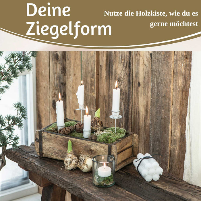 KI-generiertes Bild,IB Laursen Holz Ziegelform Unika 31x15cm Braun alte Backsteinform Cutlery Deko