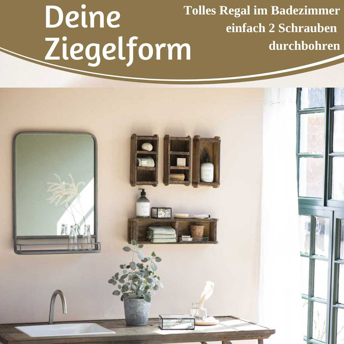 KI-generiertes Bild,IB Laursen Holz Ziegelform Unika 31x15cm Braun alte Backsteinform Cutlery Deko