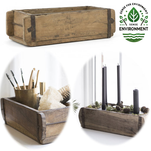 KI-generiertes Bild IB Laursen Holz Ziegelform Unika 31x15cm Braun alte Backsteinform Cutlery Deko